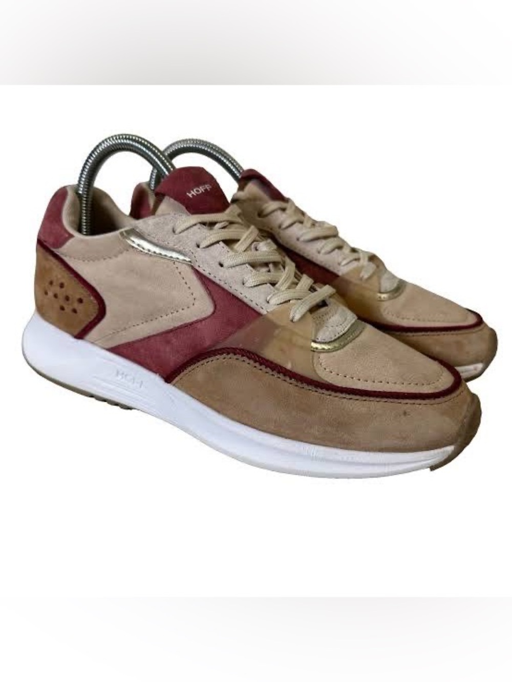 HOFF Women's Beige and Pink Suede Casual Sneakers